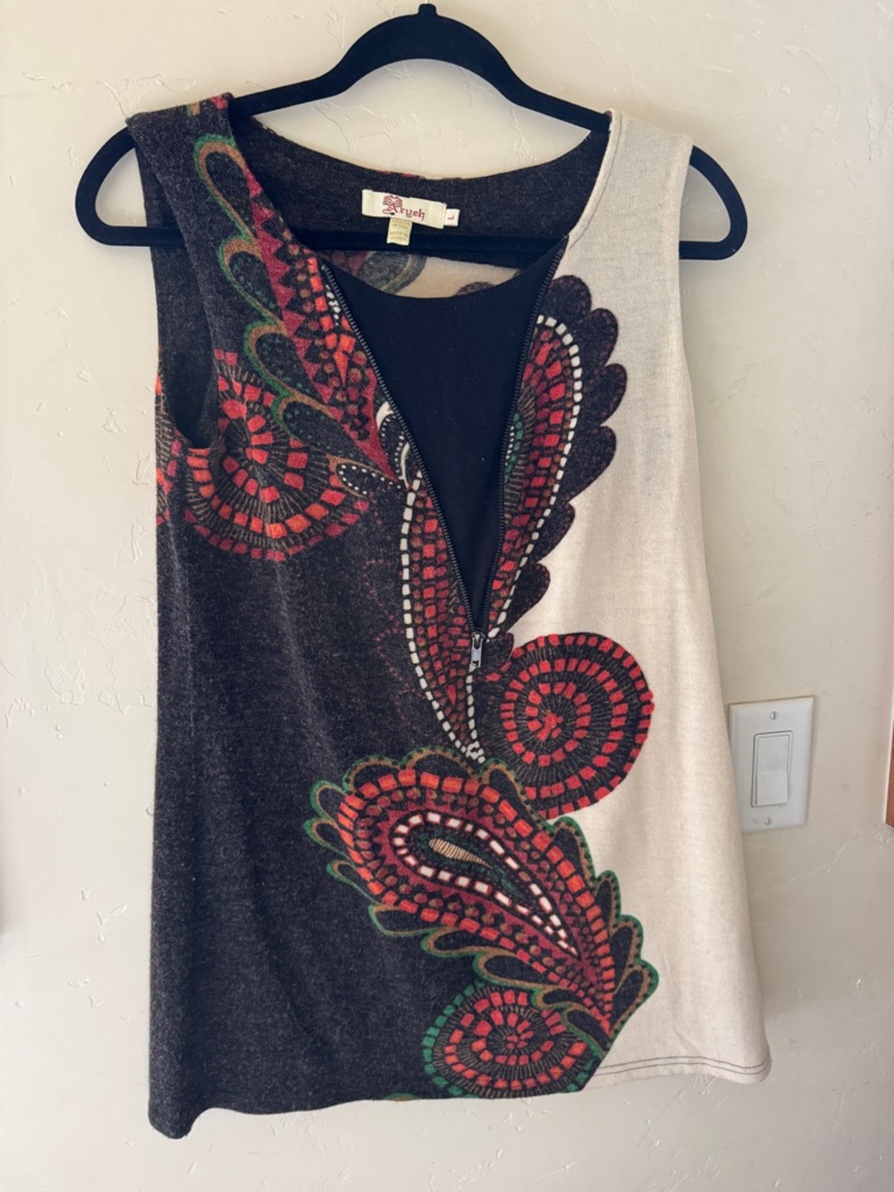 Aryeh Brown Black Sweater with Red Accent